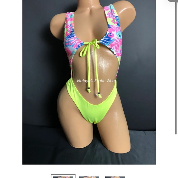 Malaya’s Exotic Wear Floral Tie Front Bodysuit - Picture 3 of 5